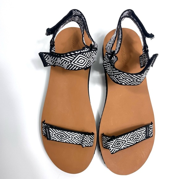 Madewell The Resourced Maggie Black & White Strappy Sandals Womens 9.5 Platform - Picture 2 of 9